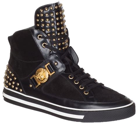 versace collection suede trainers|Versace zipped high top sneakers.